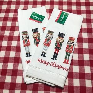 Nutcracker Christmas Kitchen Towels By Sleigh Bell Bistro Set/2 Embroidered